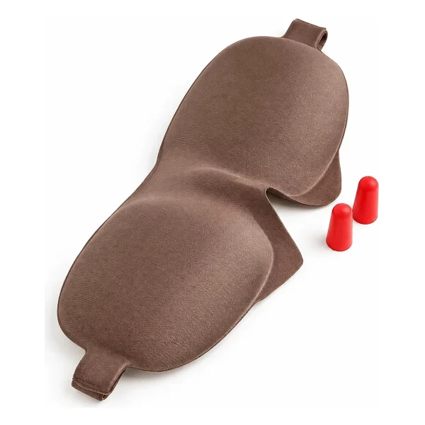 Poblex Uyku Maskesi 3d + Köpük Kulak Tıkacı - Kahverengi - Görsel 2
