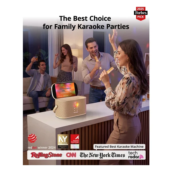 Ikarao Yetişkinler İçin Karaoke Makinesi, Şarkı Sözleri Ekranlı, 2 Kendinden Şarjlı Kablosuz Mikrofon, Autotune Ve Eq, 140w Hoparlör, Connect TV, Ev, Aile, Parti, Seyahat İçin Taşınabilir Karaoke - Görsel 2