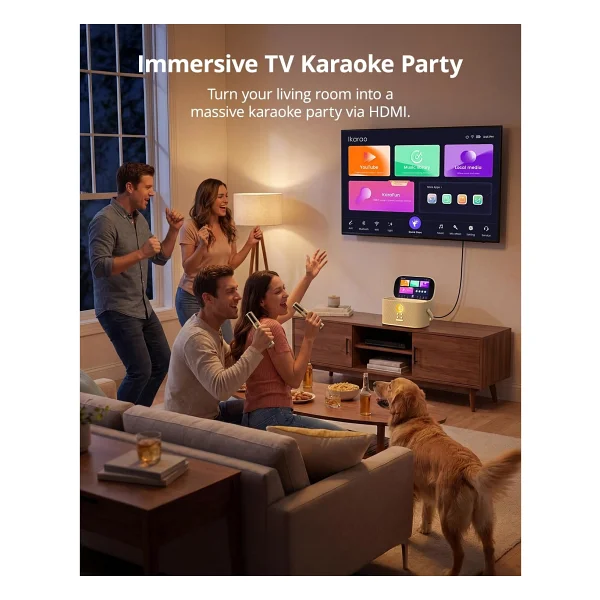 Ikarao Yetişkinler İçin Karaoke Makinesi, Şarkı Sözleri Ekranlı, 2 Kendinden Şarjlı Kablosuz Mikrofon, Autotune Ve Eq, 140w Hoparlör, Connect TV, Ev, Aile, Parti, Seyahat İçin Taşınabilir Karaoke - Görsel 3