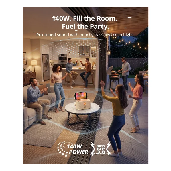 Ikarao Yetişkinler İçin Karaoke Makinesi, Şarkı Sözleri Ekranlı, 2 Kendinden Şarjlı Kablosuz Mikrofon, Autotune Ve Eq, 140w Hoparlör, Connect TV, Ev, Aile, Parti, Seyahat İçin Taşınabilir Karaoke - Görsel 5