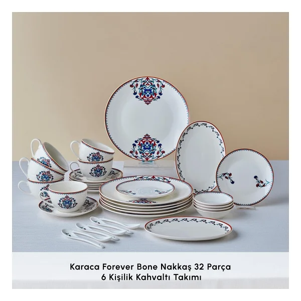Karaca Forever Bone Nakkaş 26 Parça 6 Kişilik Kahvaltı Takımı - Görsel 3