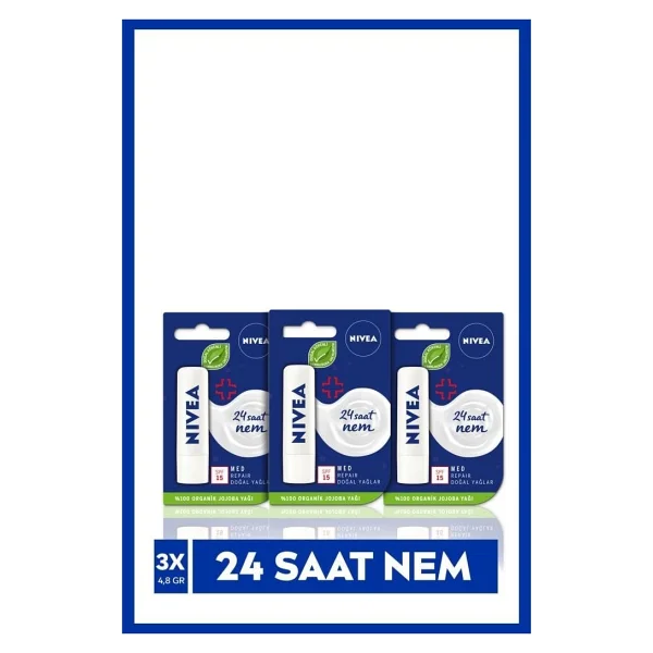Nivea Med Repair Dudak Bakım Kremi 4.8 Gr 3 Adet - Görsel 5