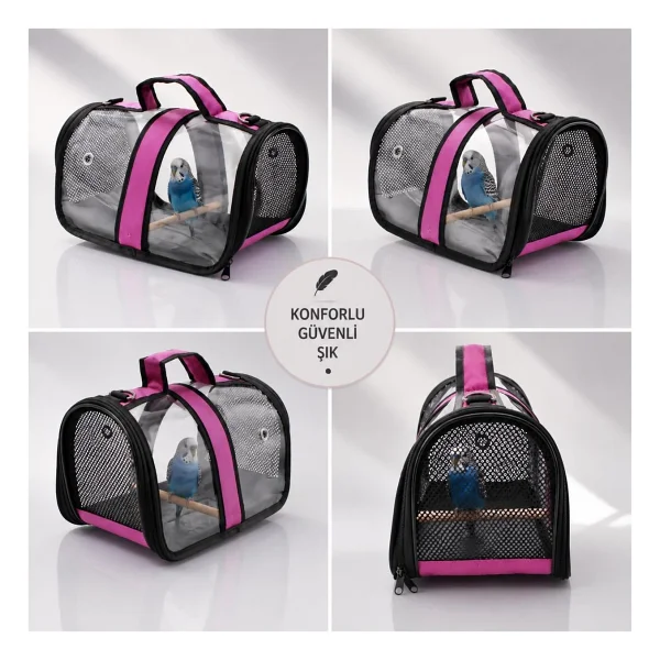 Tünekli Kuş Taşıma Çantası 18x25x30 Cm (Mor) - Görsel 2
