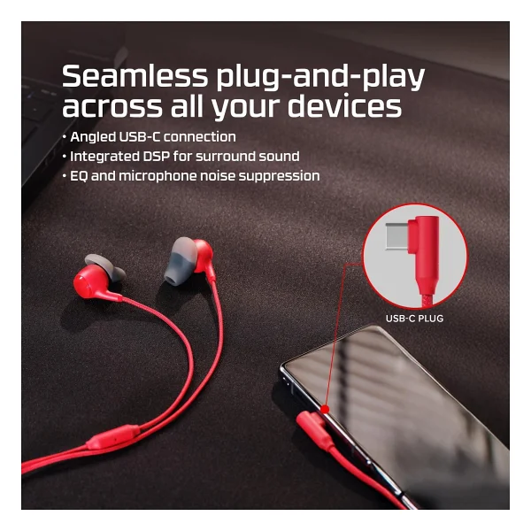Hyperx Cloud Earbuds Iıı S Bn7s2aa Kırmızı 7.1 Type-C Kablolu Kulak İçi Oyuncu Kulaklığı - Görsel 5