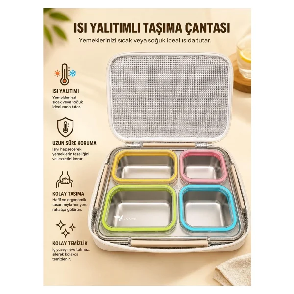 Valkyrie Taşıma Çantalı 1500 ml 4 Bölmeli Beslenme Kutusu - Görsel 4