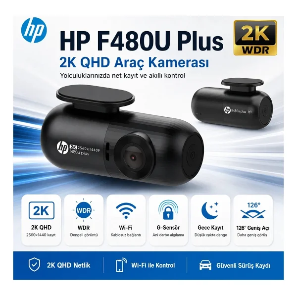 Hp F480u Plus 2k Ön Araç Kamerası - Görsel 2