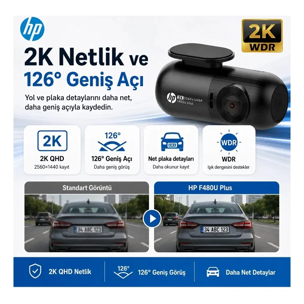 Hp F480u Plus 2k Ön Araç Kamerası - Görsel 3