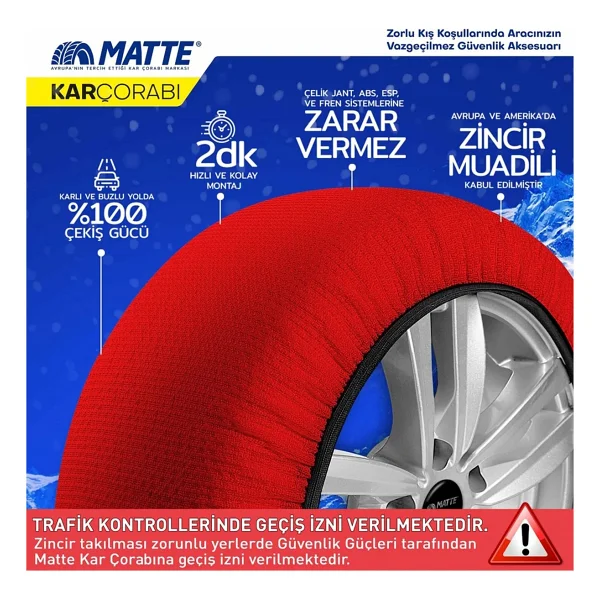 Matte 215/65 R16 Lastik İçin Kar Çorabı Xl - Görsel 4