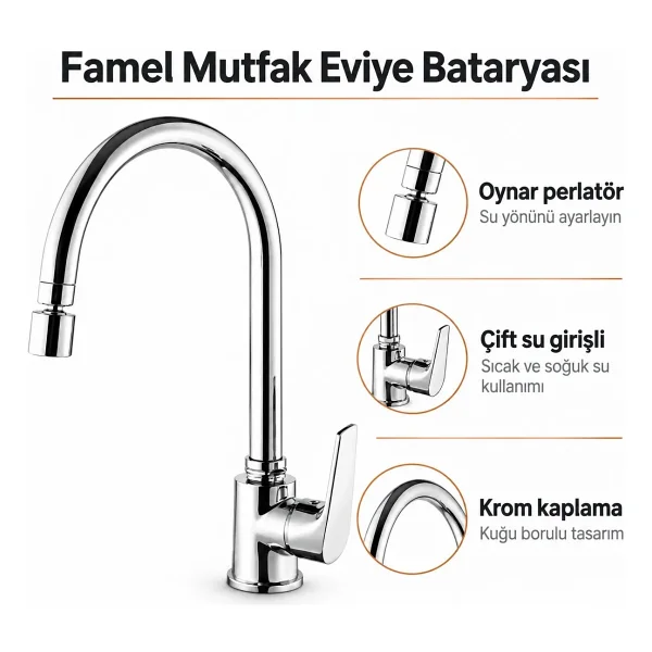 Sardıcı Famel Series Mutfak Eviye Bataryası - Görsel 2