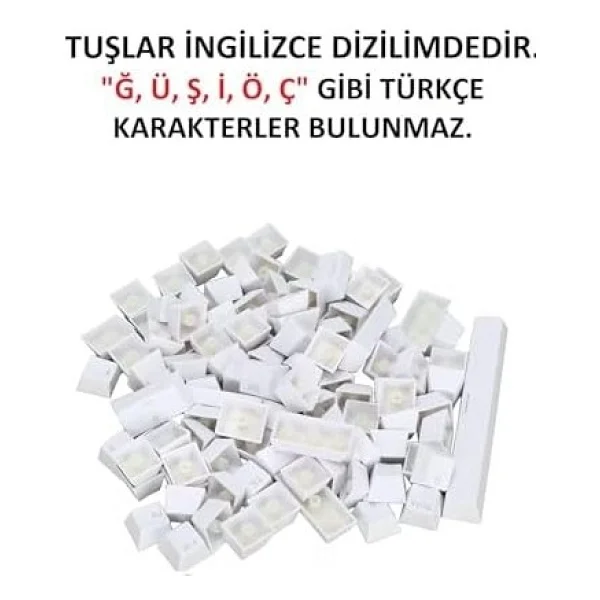 SPELT 108 Tuş Universal Renkli Mekanik Klavye Tuş Takımı Kapağı Keycap Beyaz İngilizce Dizilimli