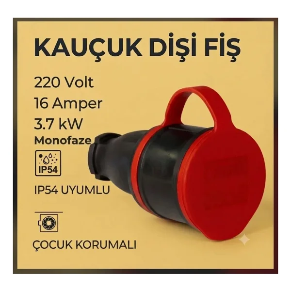Hes Kablo Araç Şarjı Uyumlu 15-50metre Arası (3x2.5 Ttr Tam Bakır)( Ip 44-54 Tp Fişli) Uzatma Seyyar - 25 Metre - Görsel 4