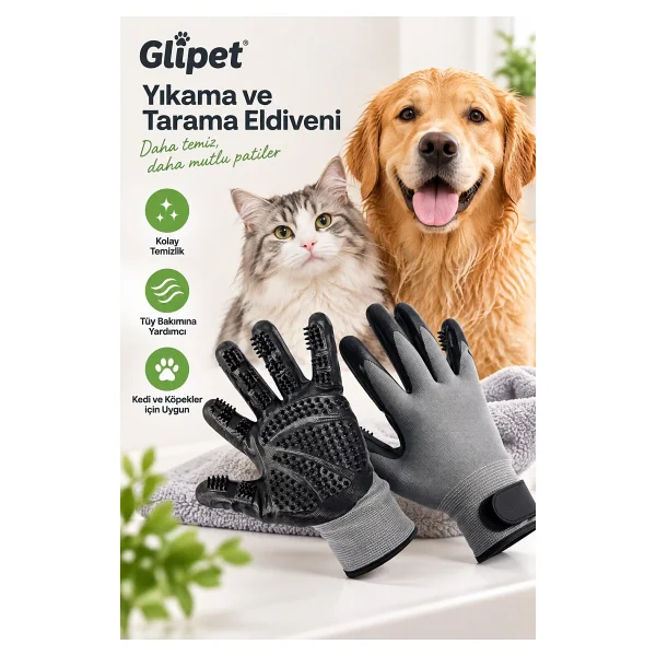 Glipet Kedi/Köpek Yıkama Ve Tarama Eldiveni Large - Görsel 7
