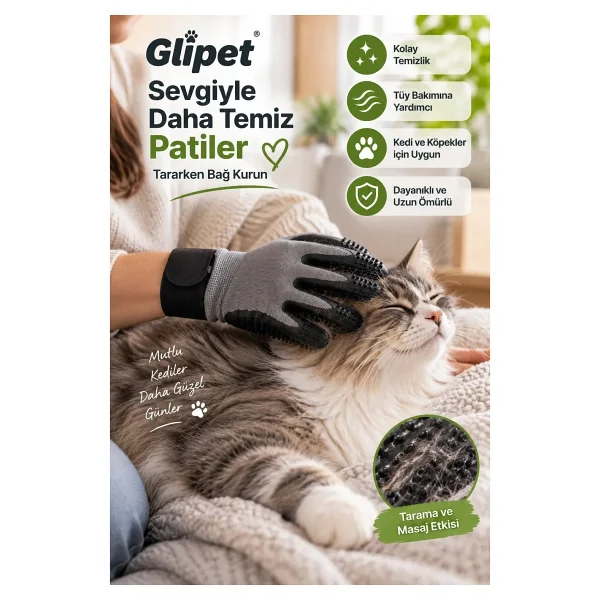 Glipet Kedi/Köpek Yıkama Ve Tarama Eldiveni Large - Görsel 5
