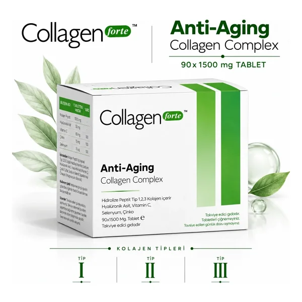 Collagen Forte Anti-Aging Collagen Complex 1500 mg 90 Tablet - Görsel 2