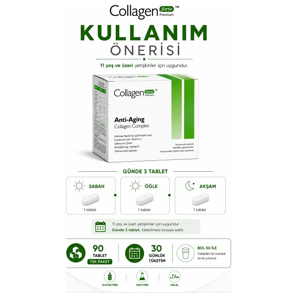 Collagen Forte Anti-Aging Collagen Complex 1500 mg 90 Tablet - Görsel 5