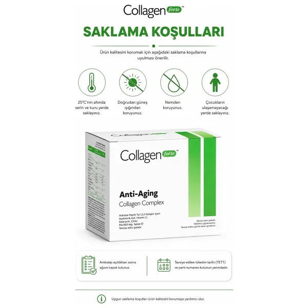 Collagen Forte Anti-Aging Collagen Complex 1500 mg 90 Tablet - Görsel 6