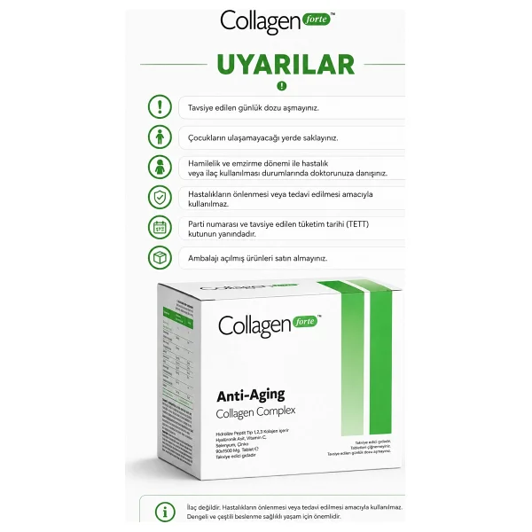 Collagen Forte Anti-Aging Collagen Complex 1500 mg 90 Tablet - Görsel 7