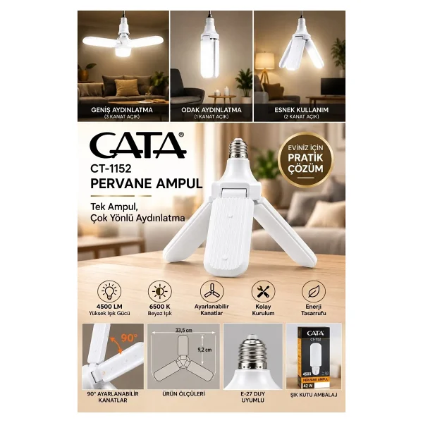 Cata Ct-1152 Beyaz Işık 42 W E27 Pervane LED Ampul - Görsel 4