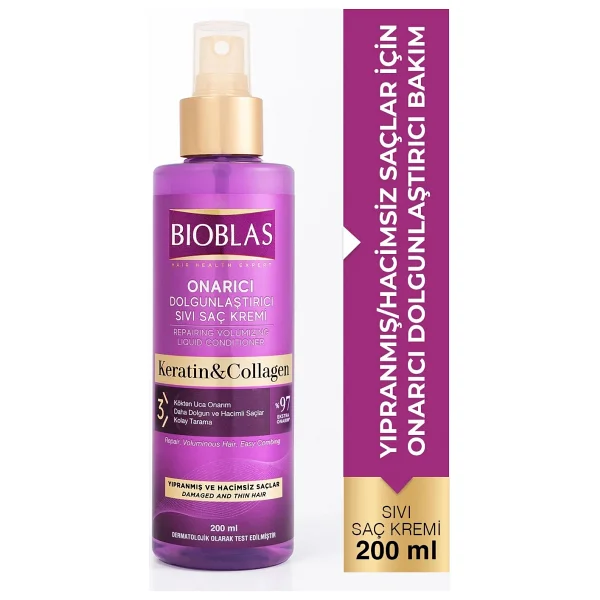Bioblas Collagen & Keratin Onarıcı Dolgunlaştırıcı 200 Ml Sıvı Saç Kremi - Görsel 2