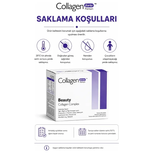 Collagen Forte Premium 3 Tip Kolajen 1200 mg 90 Tablet - Görsel 6