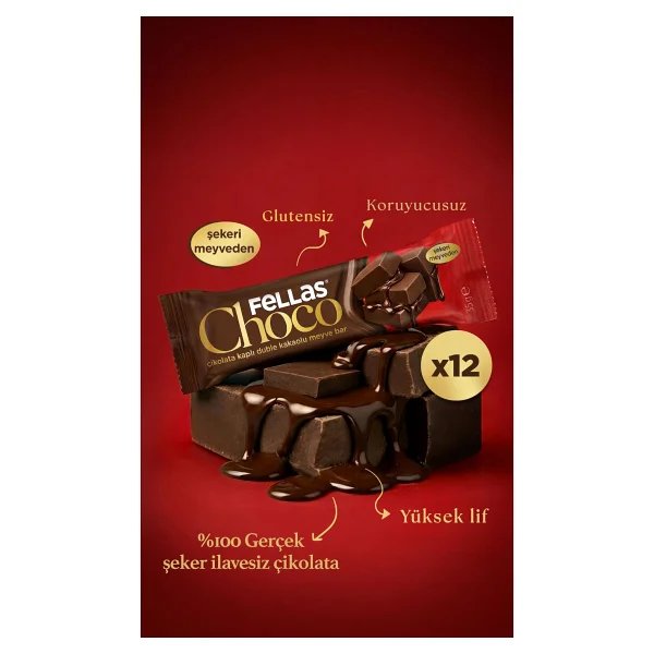 Fellas Choco - Çikolata Kaplı Duble Kakaolu Meyve Bar (35 G) X12 Adet - 12 X 35 G - Görsel 6