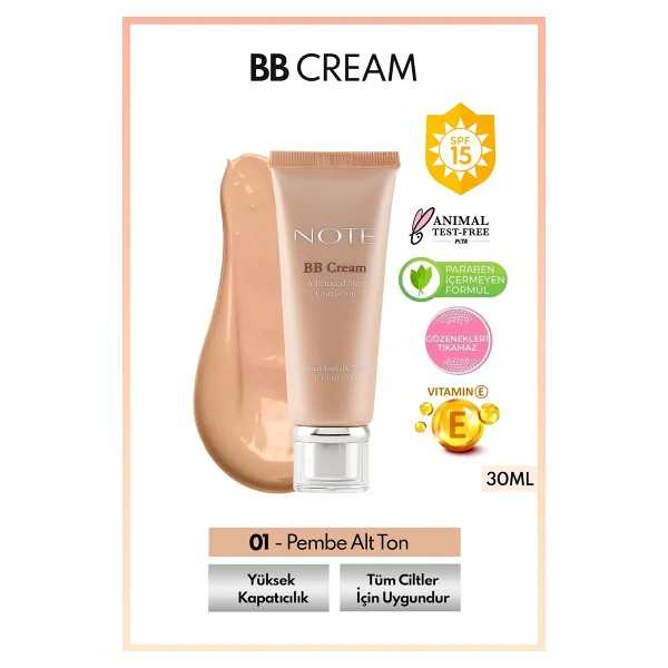 Note Nemlendirici Etkili Yoğun Kapatıcı 01 Medium Spf 15 35 Ml Bb Krem - Görsel 2