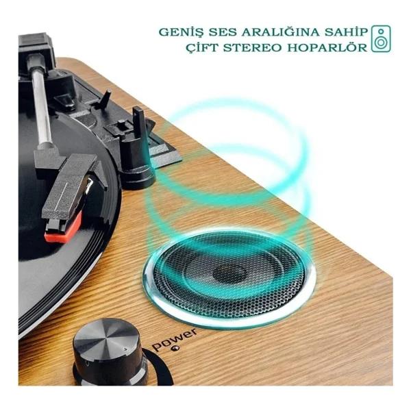 Record Master Tt249 Bluetooth Hoparlörlü Retro Pikap - Görsel 6