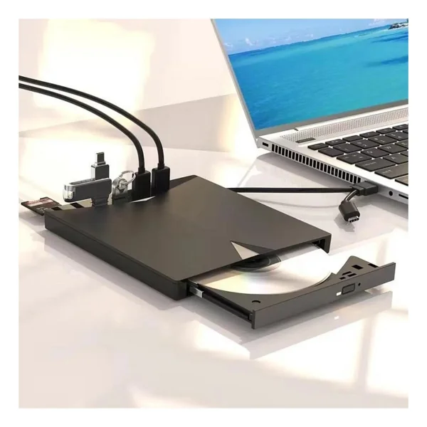 Valkyrie Harici CD DVD Rom Yazıcı Okuyucu USB 3.0 Hub Çoğaltıcı Tf Sd Kart Okuyucu 7in1 - Siyah - Görsel 8