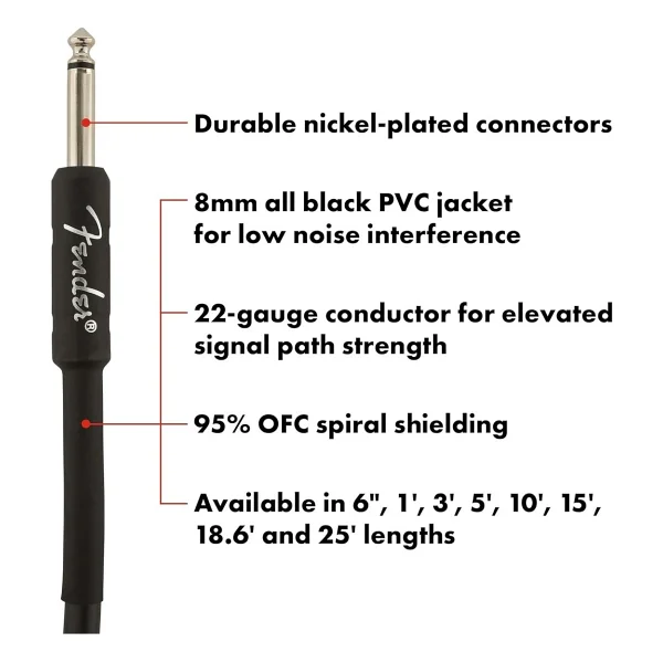 Fender Professional Series Instrument Cable 3 metre Enstrüman Kablosu - Görsel 3
