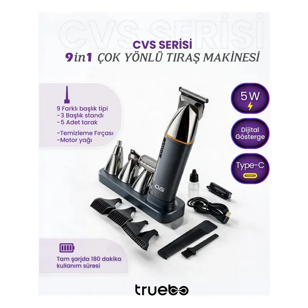 Cvs - Truebo Serisi 9 İn 1 Tüm Vücut Tıraş Makinesi - Görsel 5