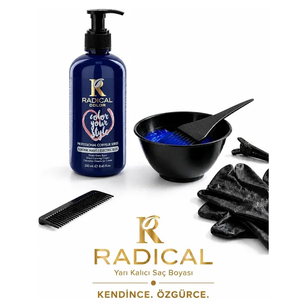 Radical Color Su Bazlı Saç Boyası 250 ml Elektrik Mavi - Görsel 8