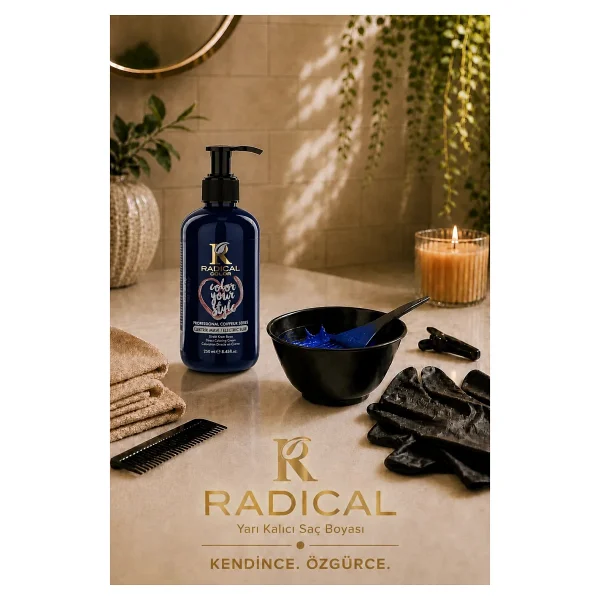 Radical Color Su Bazlı Saç Boyası 250 ml Elektrik Mavi - Görsel 9