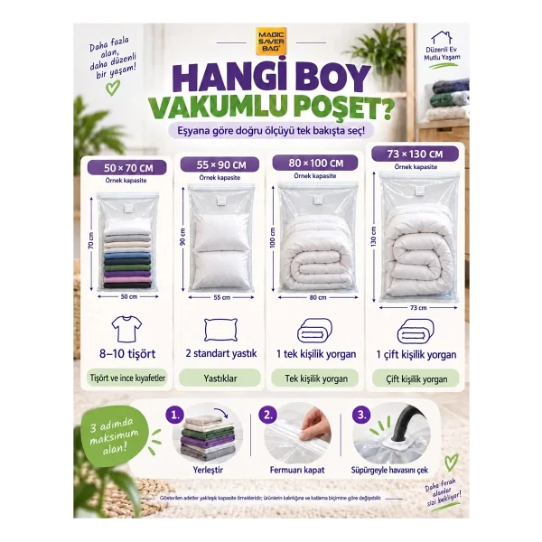 Magic Saver Bag 8'li Vakumlu Poşet Set-1 - Görsel 2