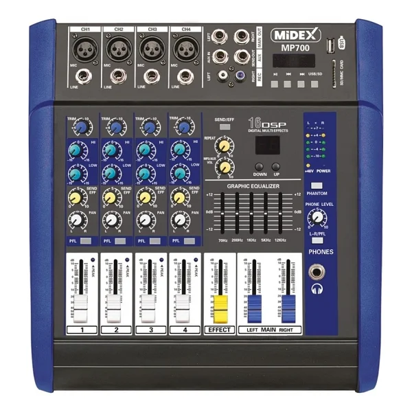 Midex Mp-700 2x350 W 4 Kanal Power Mikser - Görsel 5
