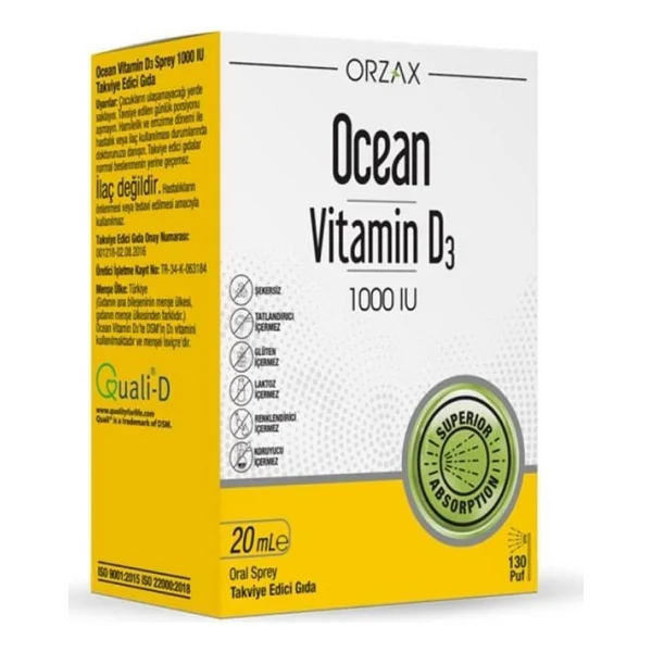 Ocean Vitamin D3 1000 Iu 20 Ml Sprey - Görsel 6