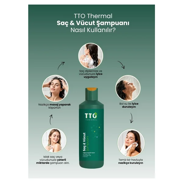 Tto Thermal Saç Ve Vücut Şampuanı 500 Ml Yeşil - Kepek, Kaşıntı Ve Pullanmaya Karşı Çay Ağacı Yağlı Bakım - Görsel 2