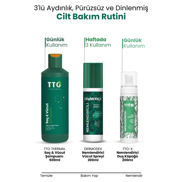 Tto Thermal Saç Ve Vücut Şampuanı 500 Ml Yeşil - Kepek, Kaşıntı Ve Pullanmaya Karşı Çay Ağacı Yağlı Bakım - Görsel 6