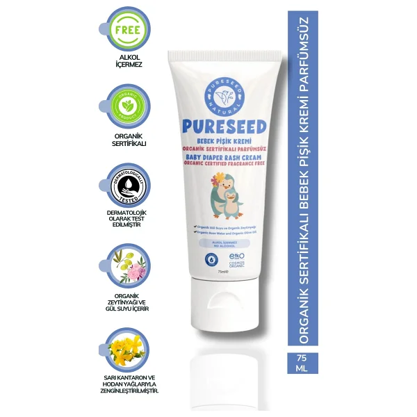 Pureseed Natural Organik Bebek Pişik Kremi 75 Ml - Görsel 6