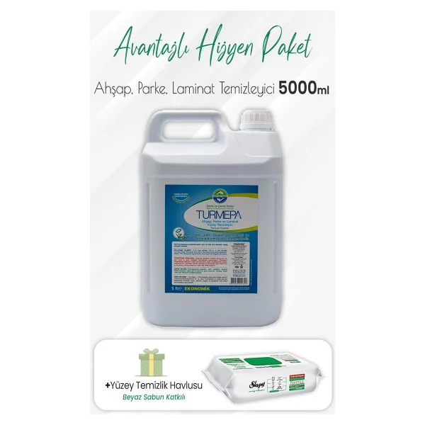 Turmepa Ahşap, Parke Temizleyici 5 Litre Ve Easy Clean Yüzey Temizlik 100' Lü - Görsel 2