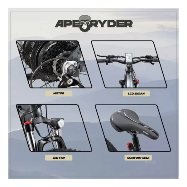 Ape Ryder Buffalo-F 250 W Orta Süspansiyonlu Elektrikli Bisiklet - Görsel 7