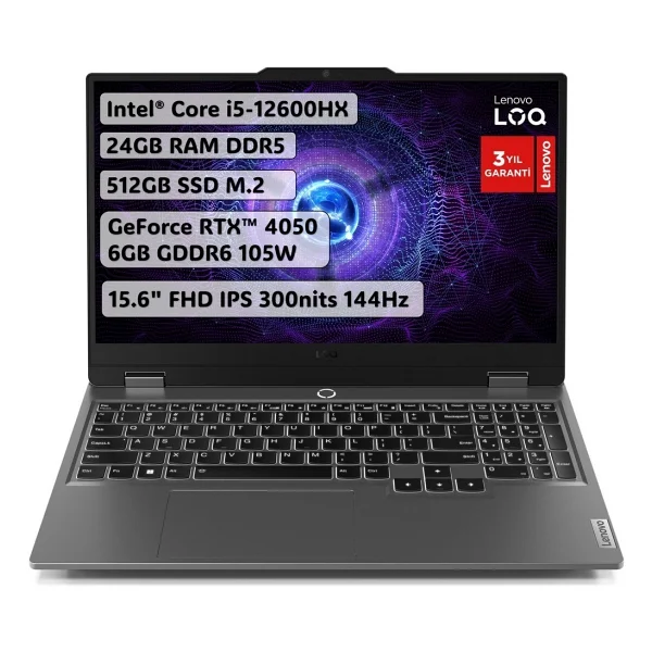 Lenovo Loq 15ıax9 83gs00p6tr İ5-12600hx 24 GB 512 GB SSD Rtx4050 15.6" Full HD Gaming Laptop - Görsel 5