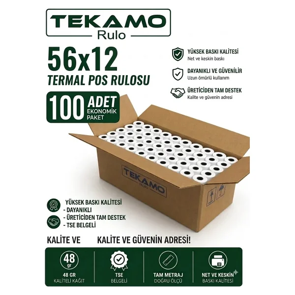 Smart Tech 56X12 Yazar Kasa Pos Rulosu ( 100 Adet ) 10 Paket - Görsel 4