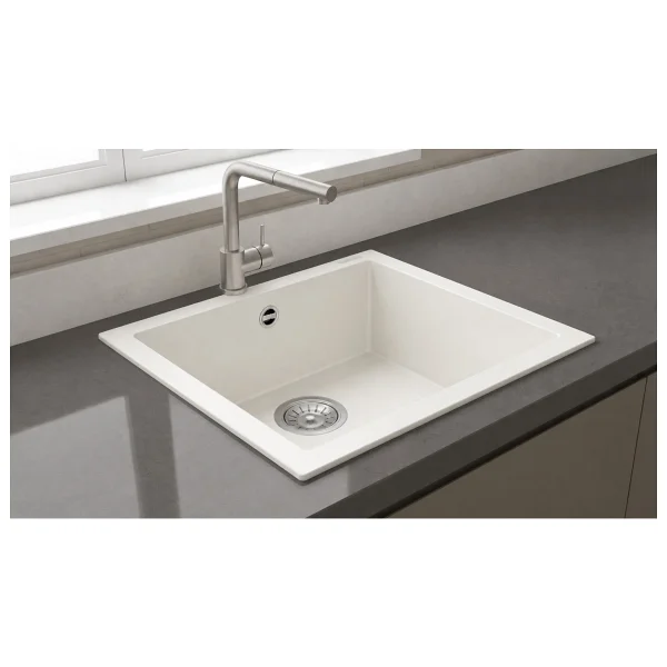 RealStone Gordion K005 52 Tek Gözlü Kapuçino Granit Eviye - Görsel 7
