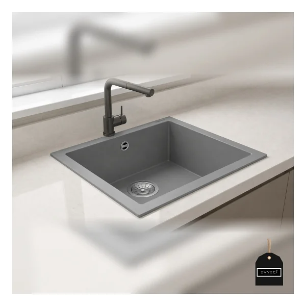 RealStone Gordion K005 52 Tek Gözlü Kapuçino Granit Eviye - Görsel 6