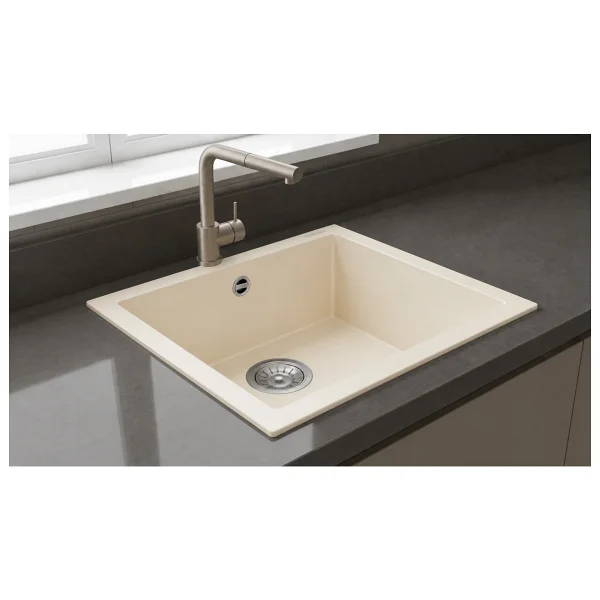 RealStone Gordion K005 52 Tek Gözlü Kapuçino Granit Eviye - Görsel 8