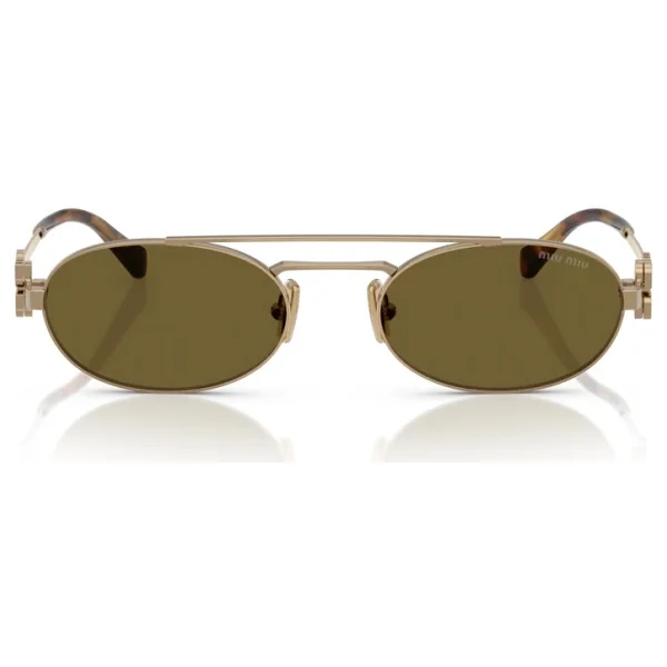 Miu Miu Logo 54zs 7oe09z Brass Gold-Dark Brown Kadın Güneş Gözlüğü - Görsel 3