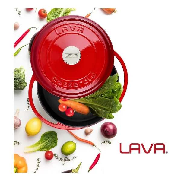 Lava New Heritage Kırmızı 28 Cm Basık Döküm Tencere - Görsel 8