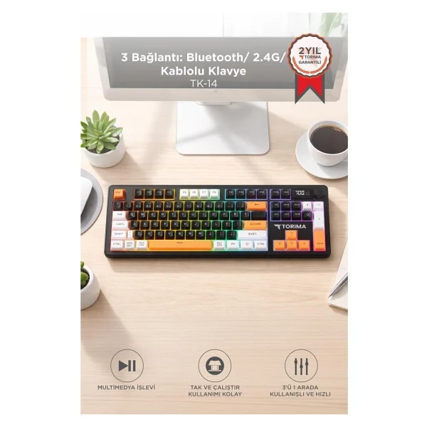 Torima Tk14 RGB Kablolu/Kablosuz Oyuncu Klavyesi - Görsel 7