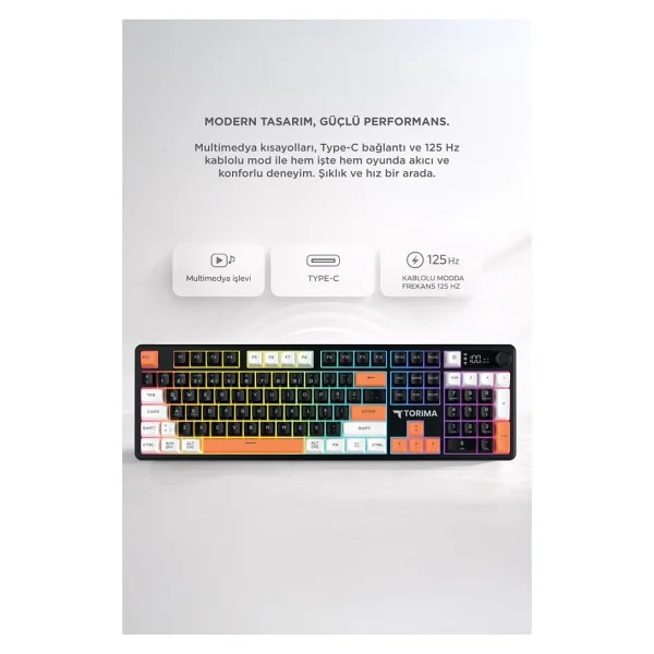 Torima Tk14 RGB Kablolu/Kablosuz Oyuncu Klavyesi - Görsel 2
