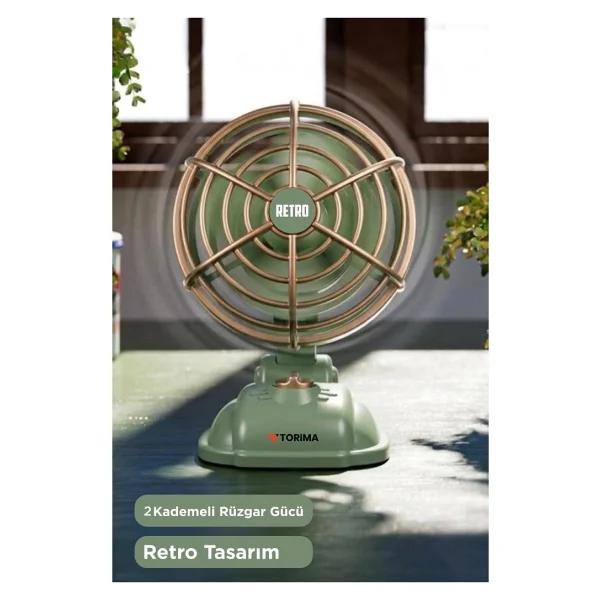 Torima F-50 Retro Şarjlı Masaüstü Vantilatör - Görsel 2